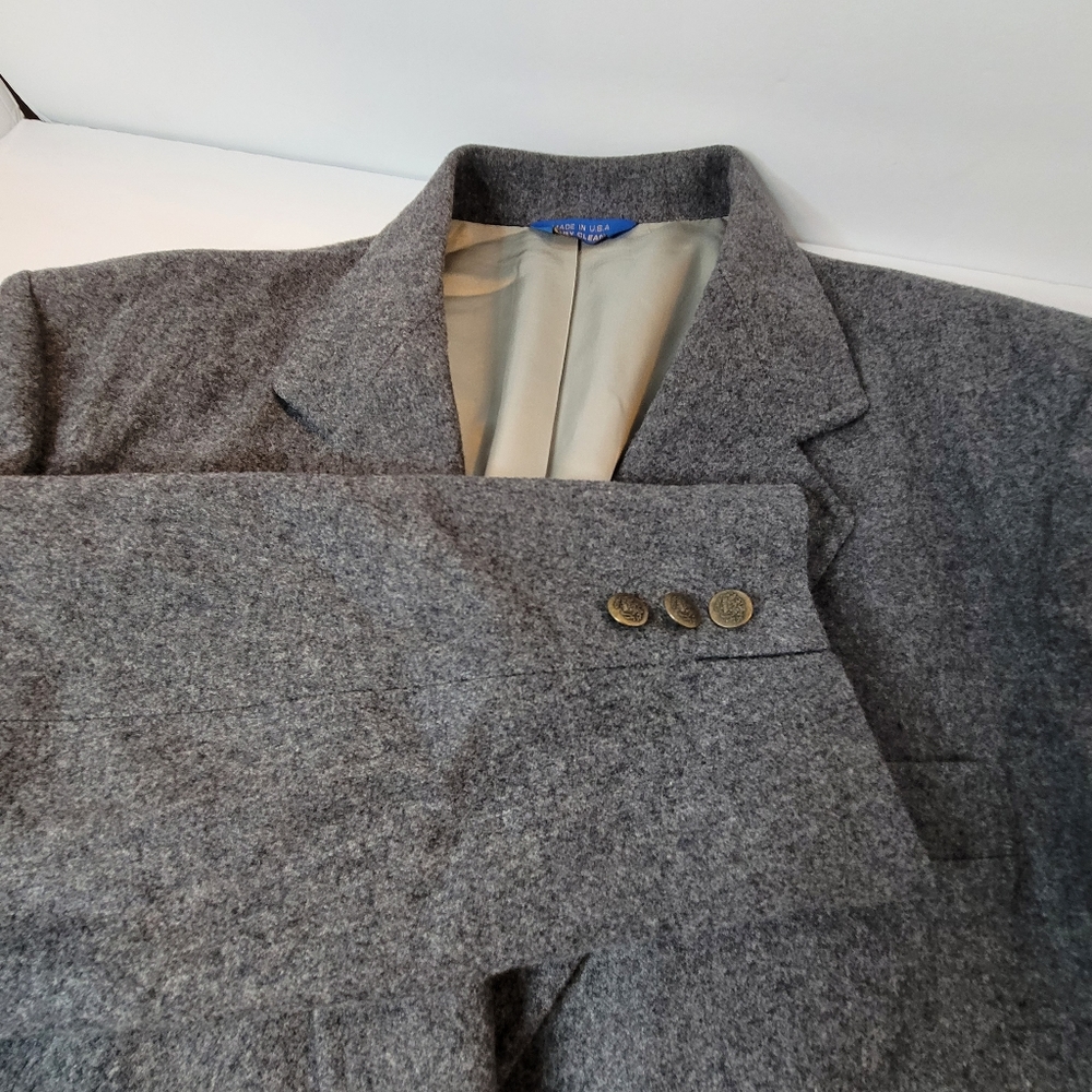 Pendleton Blazer Mens 44L Gray Wool Sport‎ Coat Jacket Two Button